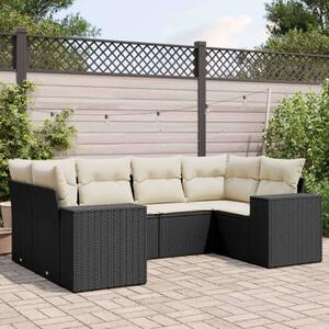 Polyrattan Kerti Ülőgarnitúra - 6 részes - Fekete