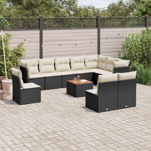 VidaXL Polyrattan Kerti Ülőgarnitúra - 11 részes - Fekete