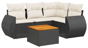 VidaXL 5 részes Kerti Kanapé szett - Fekete Polyrattan