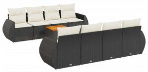 VidaXL Polyrattan Kerti Ülőgarnitúra - 9 részes, Fekete