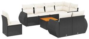 VidaXL Polyrattan Kerti Ülőgarnitúra - 9 részes - Fekete