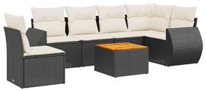 VidaXL Polyrattan Kerti Ülőgarnitúra - 7 részes - Fekete