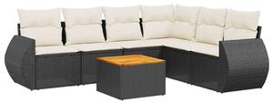 VidaXL Polyrattan Kerti Ülőgarnitúra - 7 részes - Fekete