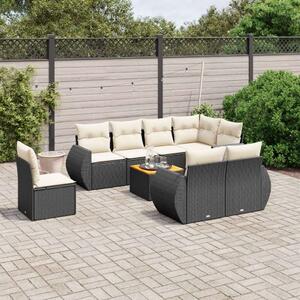 VidaXL Polyrattan Kerti Ülőgarnitúra - 9 részes - Fekete