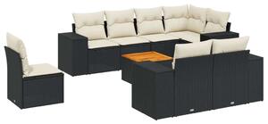 VidaXL Polyrattan Kerti Ülőgarnitúra - 9 részes - Fekete