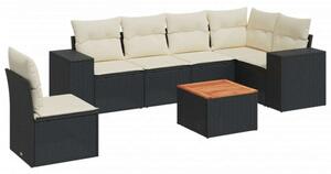 VidaXL Polyrattan Kerti Ülőgarnitúra - 7 részes, Fekete