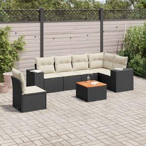 VidaXL Polyrattan Kerti Ülőgarnitúra - 7 részes, Fekete