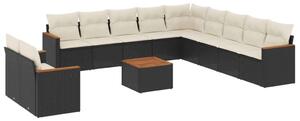 VidaXL Polyrattan Kerti Ülőgarnitúra - 12 részes - Fekete