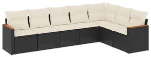 VidaXL Polyrattan Kerti Ülőgarnitúra - 7 részes - Fekete