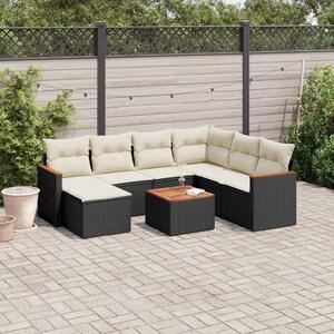 VidaXL Polyrattan Kerti Ülőgarnitúra - 8 részes - Fekete