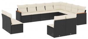 VidaXL Polyrattan Kerti Ülőgarnitúra - 12 részes - Fekete