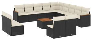 VidaXL Polyrattan Kerti Ülőgarnitúra - 14 részes - Fekete