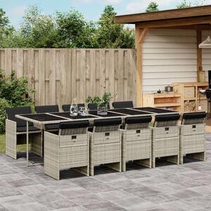 VidaXL 11 részes világosszürke polyrattan kerti ülőgarnitúra párnákkal