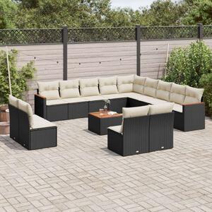 VidaXL Polyrattan Kerti Ülőgarnitúra - 14 részes - Fekete
