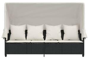 VidaXL Napozóágy - Polyrattan - Fekete - 204x75x140 cm