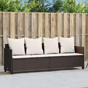 VidaXL barna polyrattan napozóágy párnával