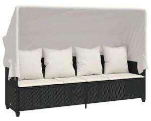 VidaXL Napozóágy - Polyrattan - Fekete - 204x75x140 cm