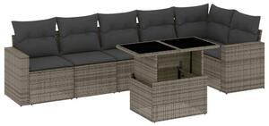VidaXL Polyrattan Kerti Ülőgarnitúra - 7 részes - Szürke