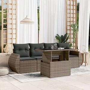 VidaXL 5 részes szürke polyrattan kerti garnitúra