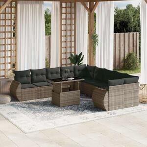 VidaXL Polyrattan Kerti Ülőgarnitúra - 11 részes - Szürke