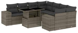 VidaXL Polyrattan Kerti Ülőgarnitúra - 9 részes - Szürke
