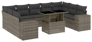 VidaXL Polyrattan Kerti Ülőgarnitúra - 10 részes - Szürke