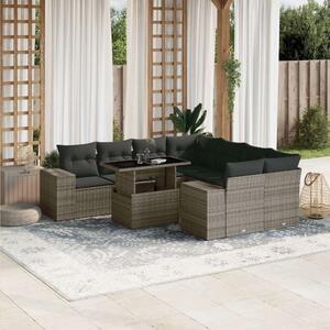 VidaXL Polyrattan Kerti Ülőgarnitúra - 9 részes - Szürke