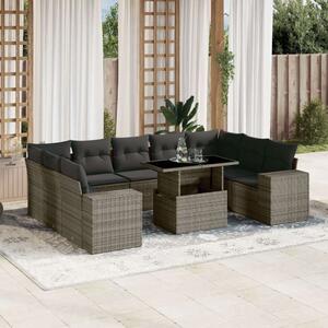 VidaXL Polyrattan Kerti Ülőgarnitúra - 10 részes - Szürke