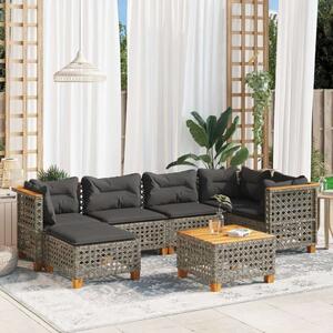 VidaXL Polyrattan Kerti Ülőgarnitúra - 7 részes - Szürke
