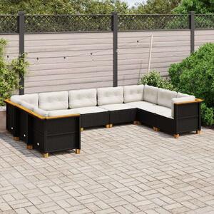 VidaXL Polyrattan Kerti Ülőgarnitúra - 9 részes - Fekete