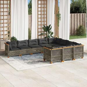 VidaXL Polyrattan Kerti Ülőgarnitúra - 10 részes - Szürke