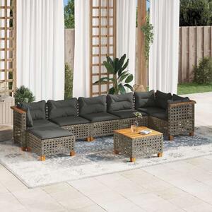 Polyrattan Kerti Ülőgarnitúra - 8 részes - Szürke