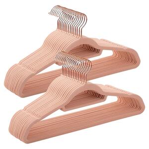 Bársonyos vállfák 30 darabos, csúszásmentes ruhaakasztó rose gold színű