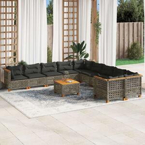 VidaXL Polyrattan Kerti Ülőgarnitúra - 11 részes, Szürke