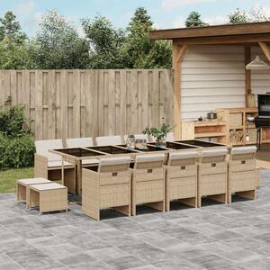 VidaXL Polyrattan Kerti Étkezőgarnitúra - 15 részes, Bézs