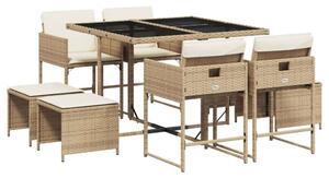 VidaXL Polyrattan Kerti Étkezőgarnitúra - 9 részes, Bézs