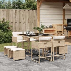VidaXL Polyrattan Kerti Étkezőgarnitúra - 9 részes, Bézs