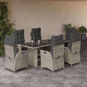 Polyrattan Kerti Étkezőgarnitúra - 7 részes - Világosszürke