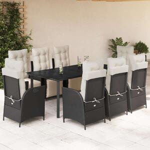 VidaXL Polyrattan Kerti Étkezőgarnitúra - 9 részes - Fekete