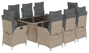 VidaXL Polyrattan Kerti Étkezőgarnitúra - 9 részes