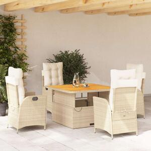 VidaXL Polyrattan Kerti Étkezőgarnitúra - 5 részes, Bézs