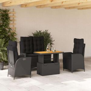 VidaXL Polyrattan Kerti Étkezőgarnitúra - 4 részes - Fekete