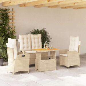 VidaXL Polyrattan Kerti Étkezőgarnitúra - 4 részes - Bézs
