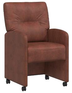 VidaXL Kerekes Étkező Székek 2 pcs Fényes barna 57 x 67 x 95 cm Műbőr