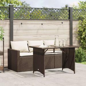 Polyrattan Kerti Étkezőgarnitúra - 2 személyes - Barna