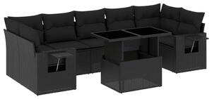 VidaXL Polyrattan Kerti Ülőgarnitúra - 8 részes - Fekete