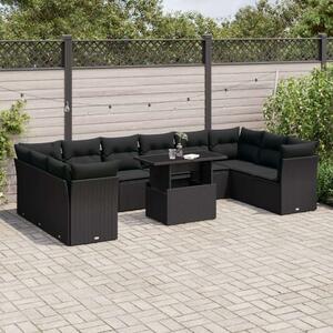VidaXL Polyrattan Kerti Ülőgarnitúra - 11 részes - Fekete