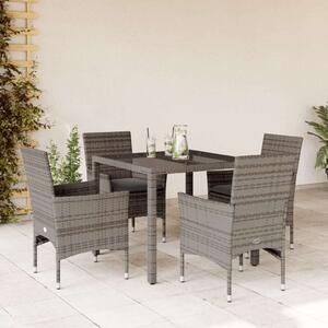 Polyrattan Kerti Étkezőgarnitúra - 5 részes - Szürke