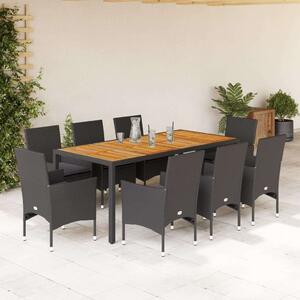 VidaXL - 9 Részes Kerti Étkezőgarnitúra - Polyrattan - Akácfa