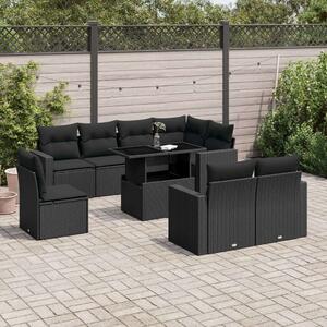 VidaXL Polyrattan Kerti Ülőgarnitúra - 9 részes - Fekete